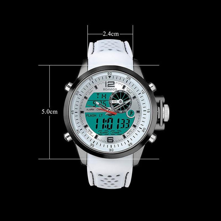 Watch - Luminous Digital Dual Time Display Chronograph Watch