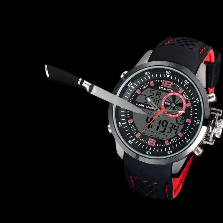 Watch - Luminous Digital Dual Time Display Chronograph Watch