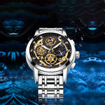 Watch - Luminous Stainless Steel Moon Phase Chronograph Quartz Watch
