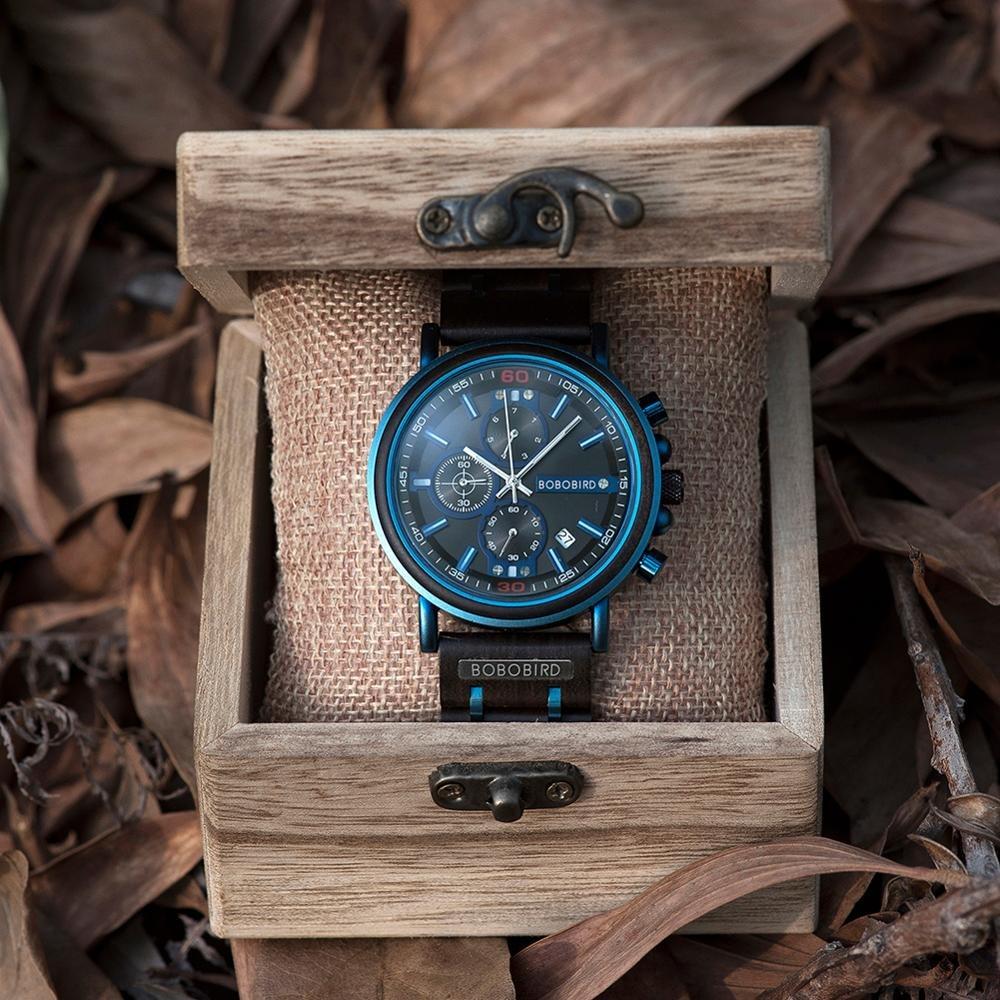 Watch - Luxurious Chronograph Wooden Band Quartz Watch