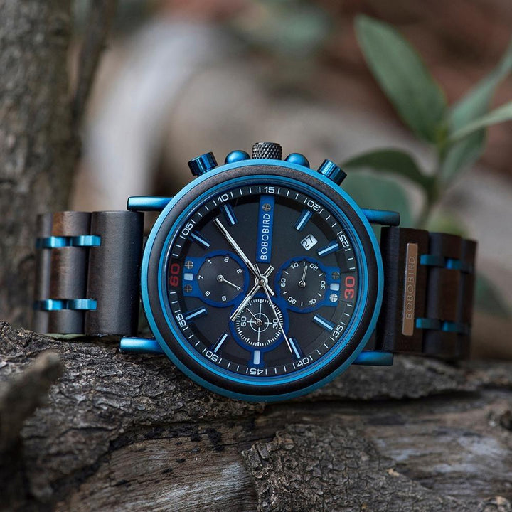 Watch - Luxurious Chronograph Wooden Band Quartz Watch