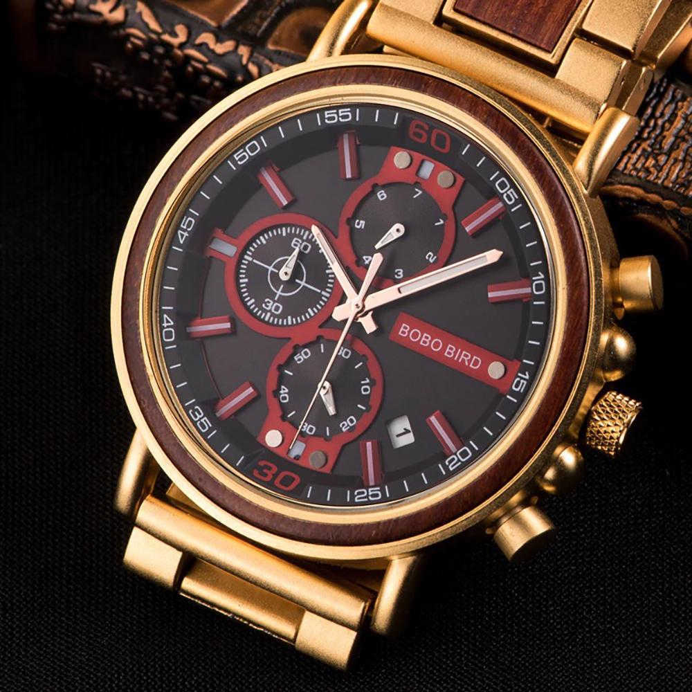 Watch - Luxurious Chronograph Wooden Band Quartz Watch