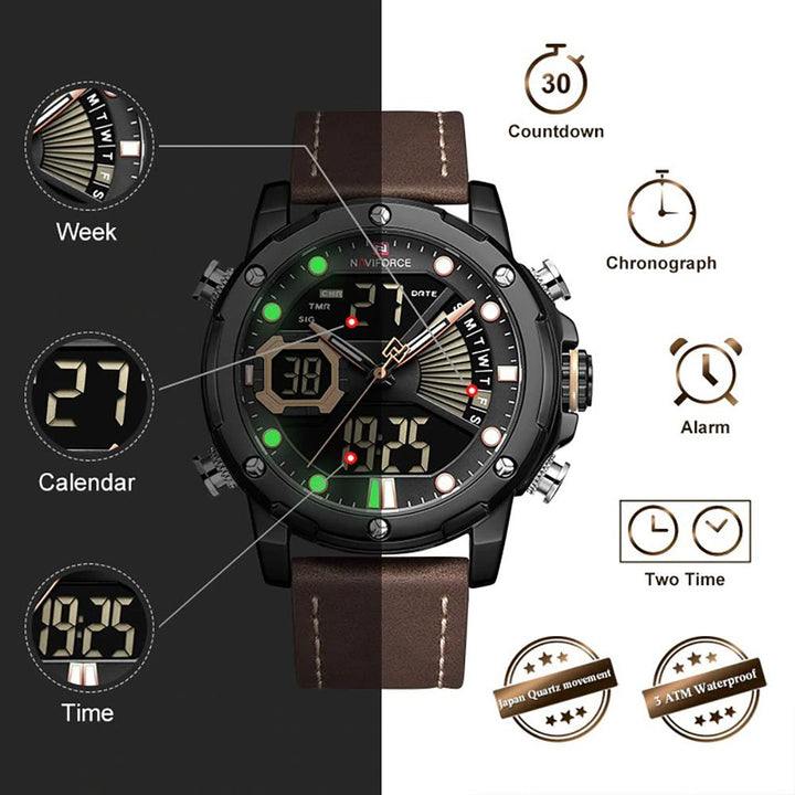 Watch - Luxurious Digital Dual Time Display Quartz Watch