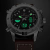 Watch - Luxurious Solid Steel Metal Case Leather Quartz Watch