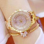 Luxury Bejeweled Wrist Watch With Bow Charm Bracelet