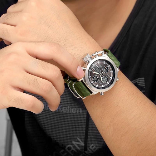 Watch - Military Fashion Nylon Strap Digital Dual Display Watch
