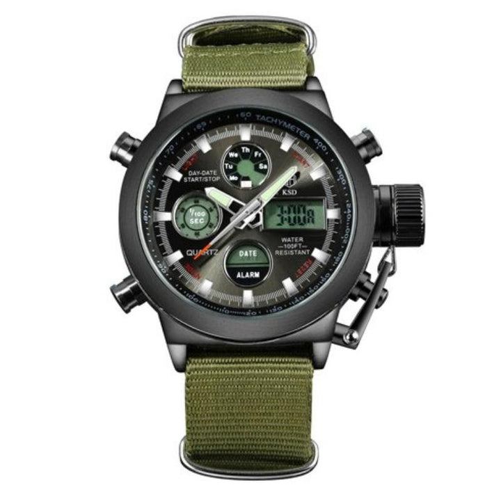 Watch - Military Fashion Nylon Strap Digital Dual Display Watch