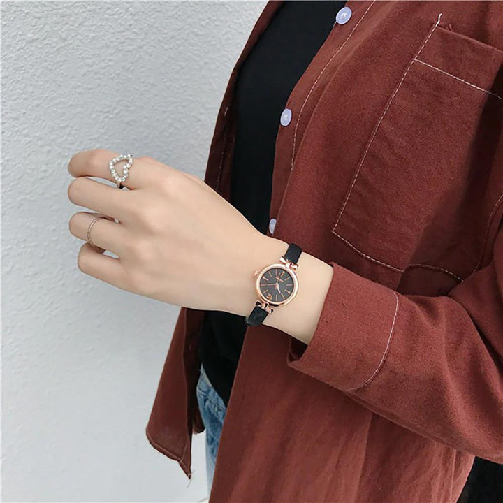 Watch - Minimalist Bowknot Case With Thin Leather Strap Quartz Watch