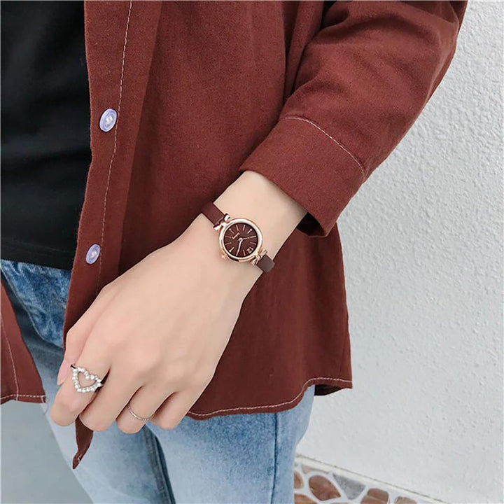 Watch - Minimalist Bowknot Case With Thin Leather Strap Quartz Watch