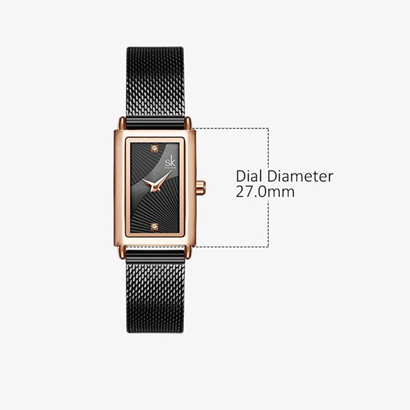 Watch - Modish Rectangular Steel Mesh Quartz Watch