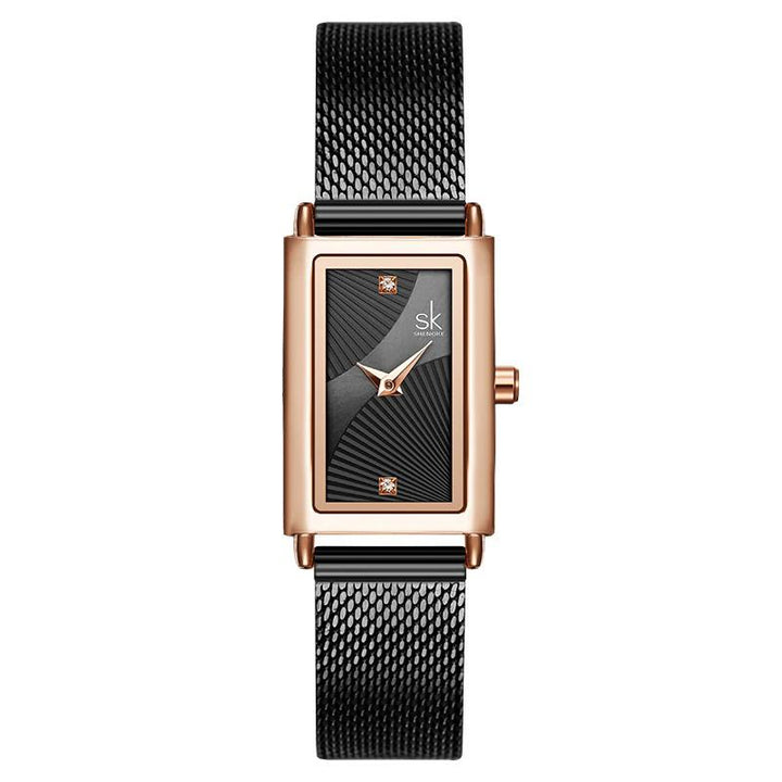 Watch - Modish Rectangular Steel Mesh Quartz Watch