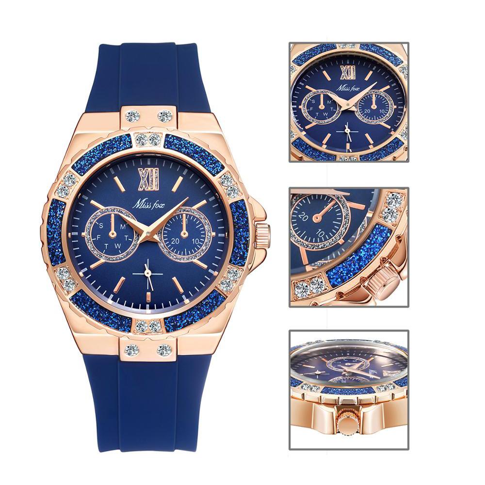 Watch - Multi Dial Rhinestone Rubber Band Quartz Wristwatch