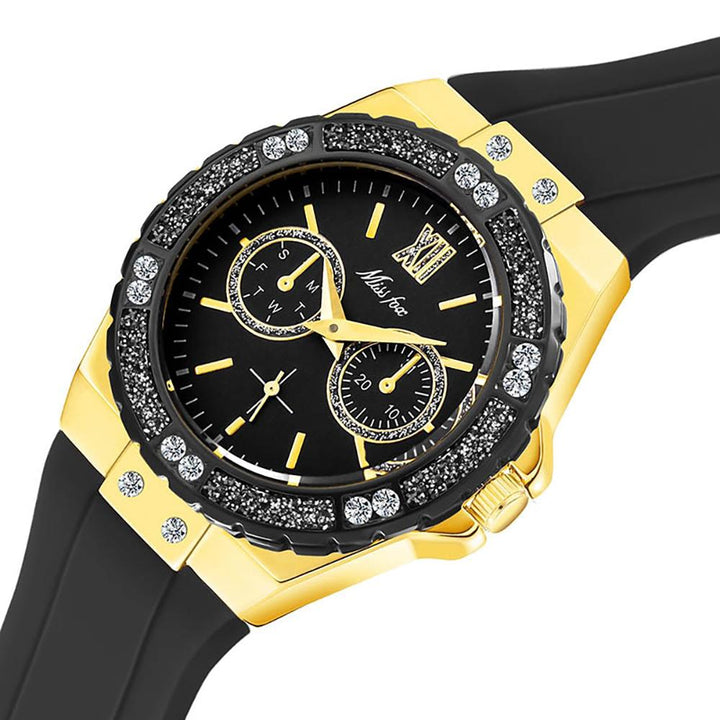 Watch - Multi Dial Rhinestone Rubber Band Quartz Wristwatch