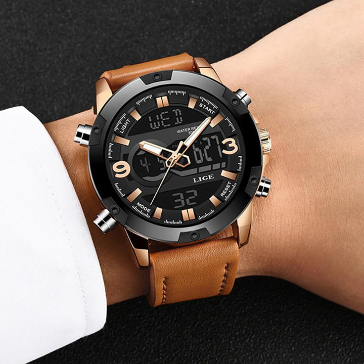 Watch - Multifunction Chronograph Leather Band Quartz Watch