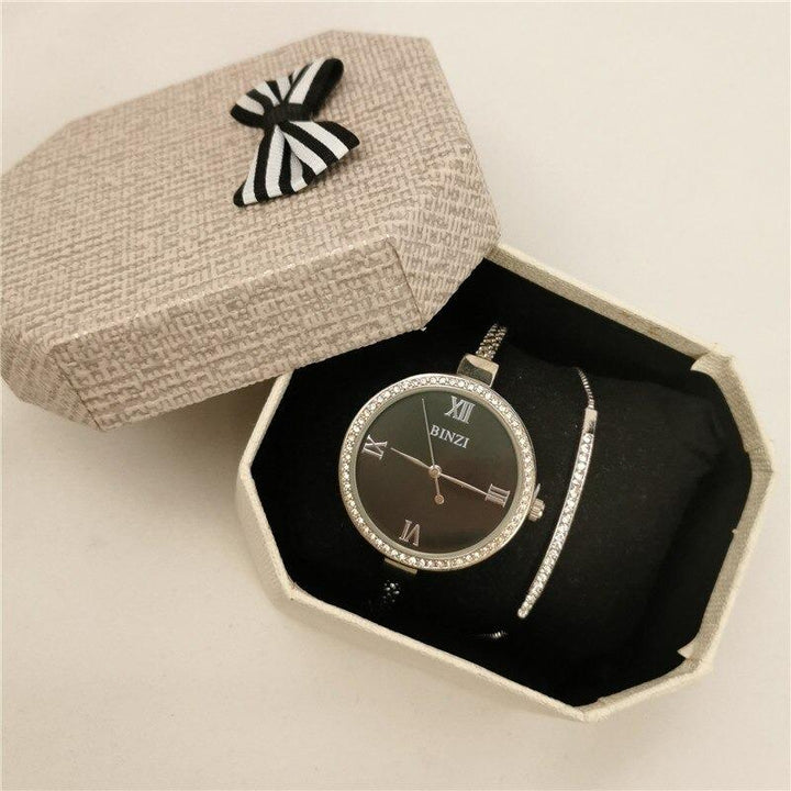 Watch - Quartz Wristwatch With Butterfly Necklace And Bracelet Set