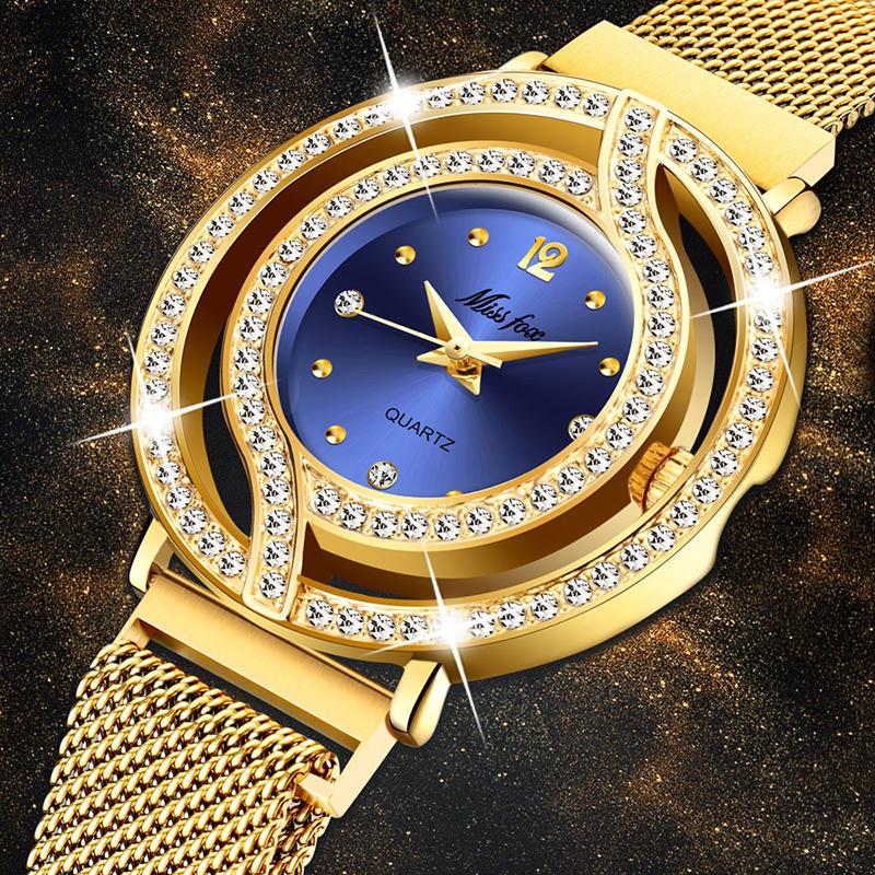 Watch - Rhinestone Adorned Hollow Case Quartz Watch