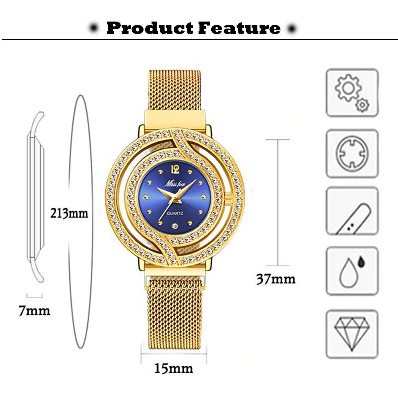 Watch - Rhinestone Adorned Hollow Case Quartz Watch