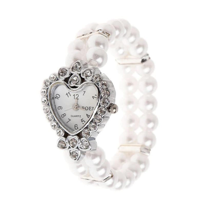 Watch - Rhinestone And Pearl Accented Beads Style Quartz Watch