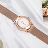 Watch - Rhinestone Embellished With Rose Gold Steel Mesh Quartz Watch