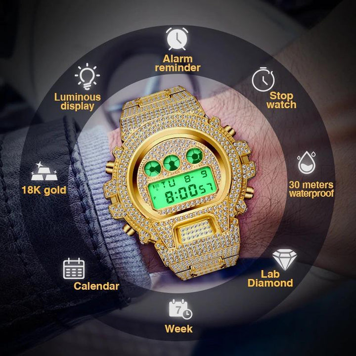 Watch - Rhinestone Studded Digital Display Quartz Watch