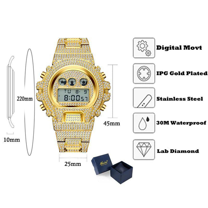 Watch - Rhinestone Studded Digital Display Quartz Watch