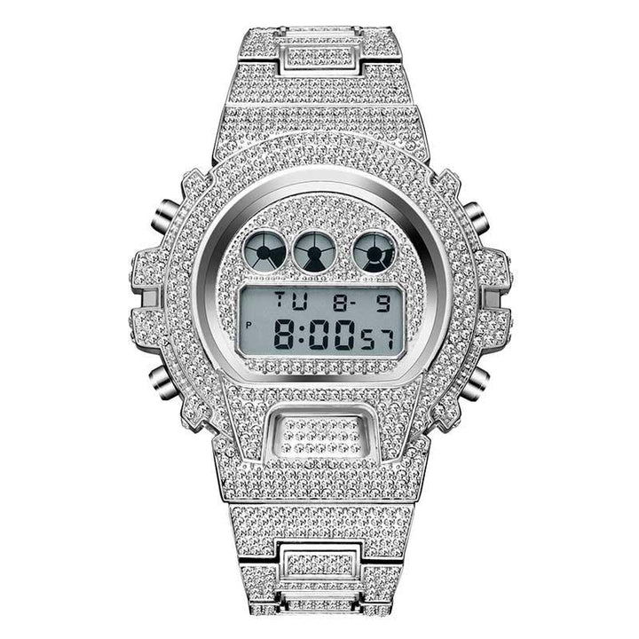 Watch - Rhinestone Studded Digital Display Quartz Watch