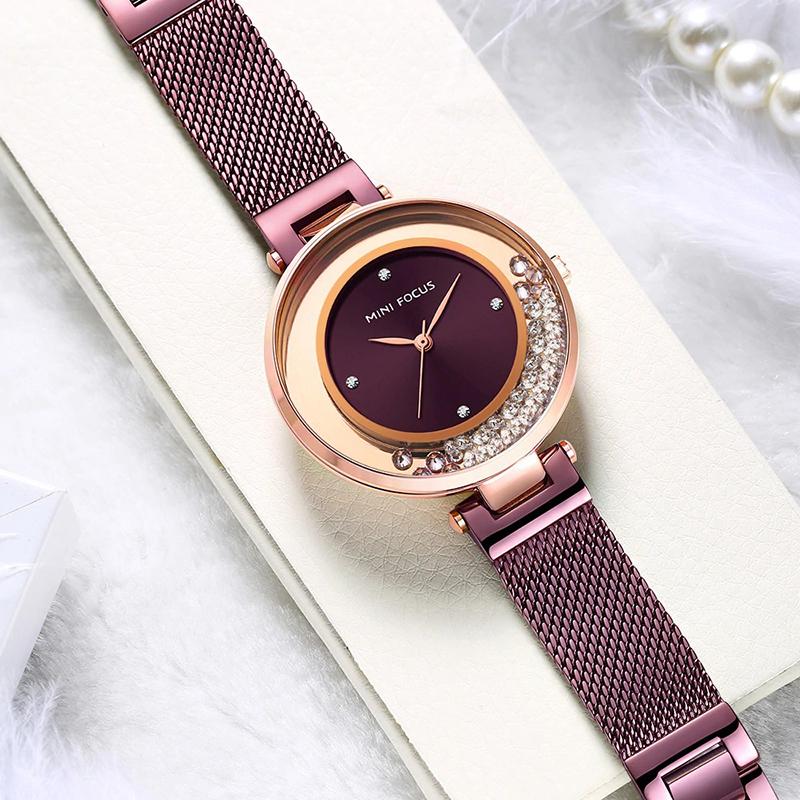 Watch - Rolling Rhinestone Embellished Dial Quartz Watch