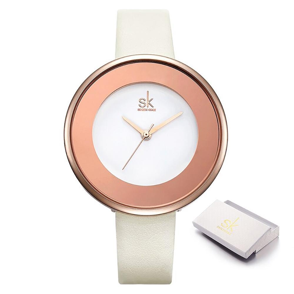 Watch - Sleek Dial With Leather Strap Quartz Watch