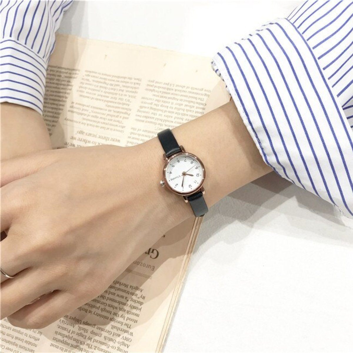 Women’s Small Minimalist Wrist Watch With PU Leather Straps – Inspire Watch
