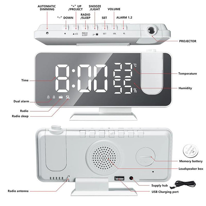 Watch - Smart Digital Alarm Clock With Projection Time Snooze