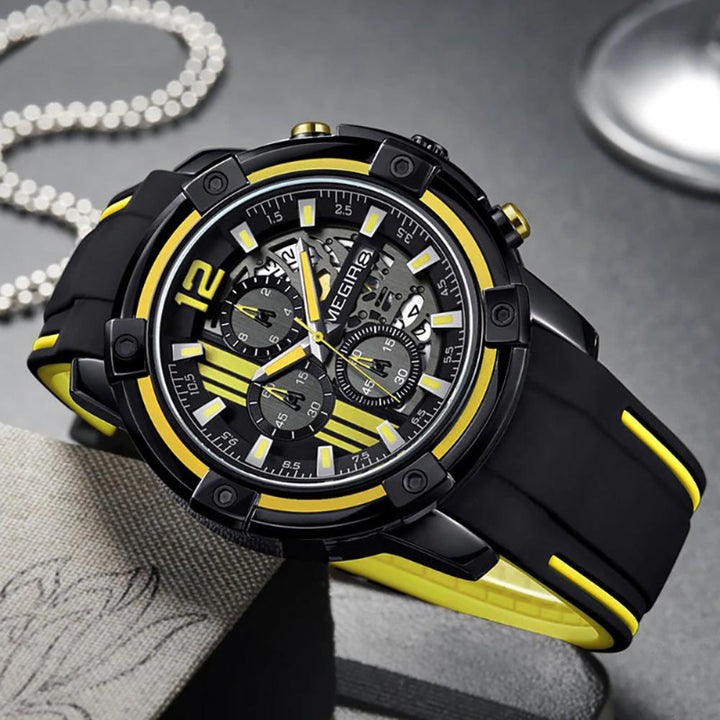 Military Hollow Dial Silicone Strap Chronograph Sports Watches