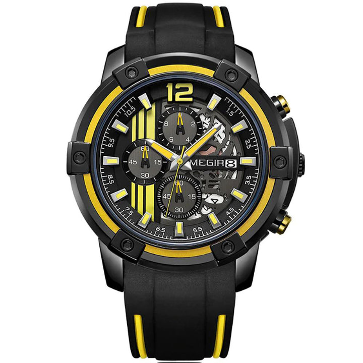 Military Hollow Dial Silicone Strap Chronograph Sports Watches