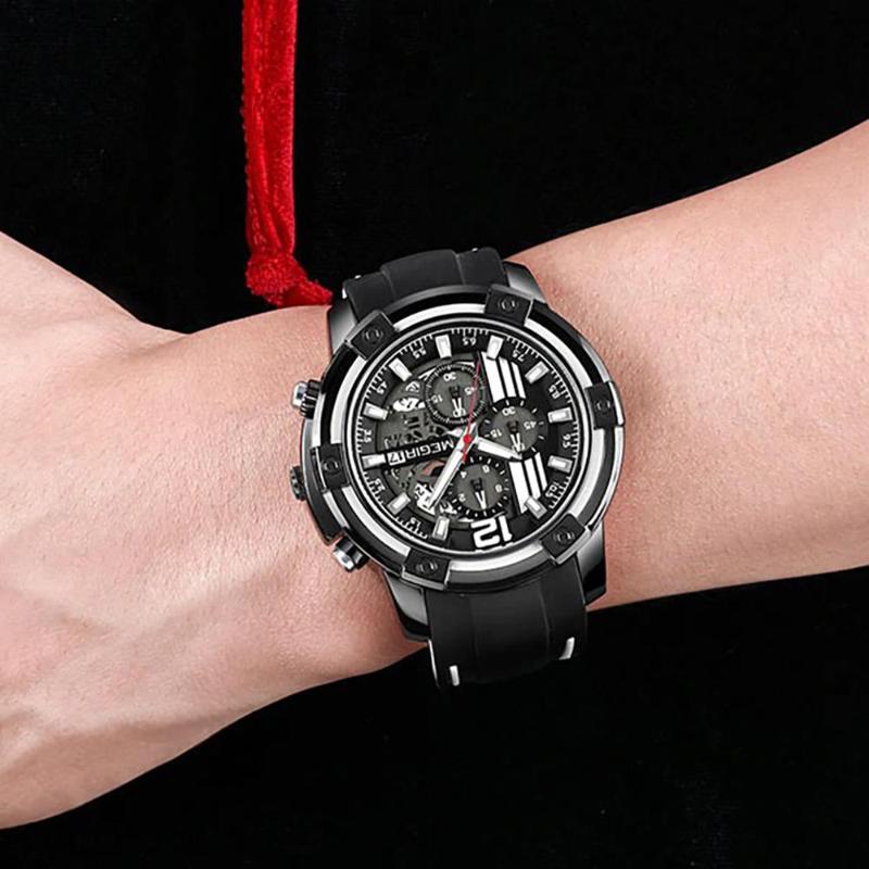 Military Hollow Dial Silicone Strap Chronograph Sports Watches