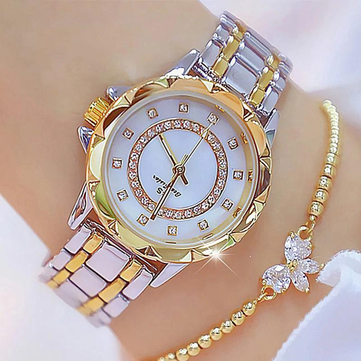 Watch - Sparkling Rhinestones With Stainless Steel Band Quartz Watch