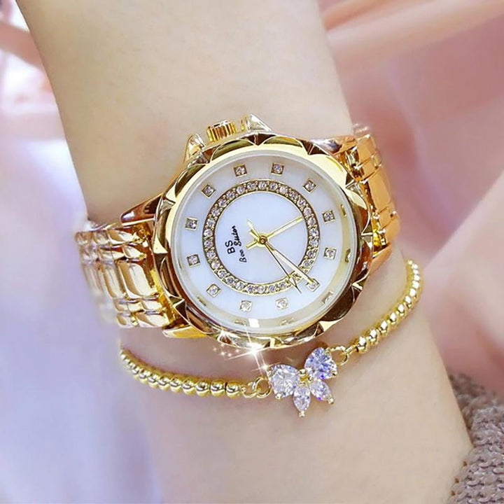 Watch - Sparkling Rhinestones With Stainless Steel Band Quartz Watch