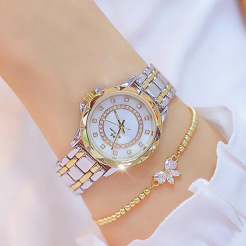 Watch - Sparkling Rhinestones With Stainless Steel Band Quartz Watch