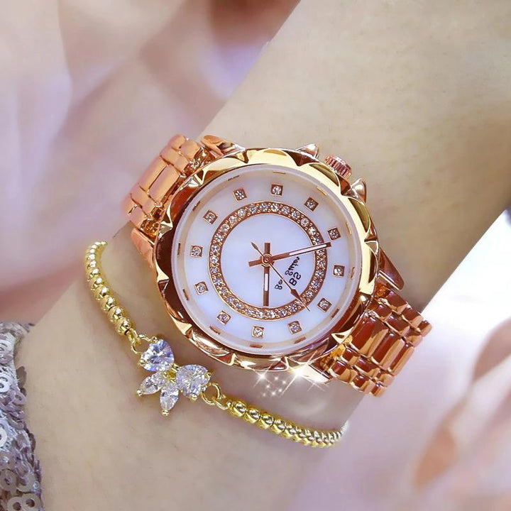 Watch - Sparkling Rhinestones With Stainless Steel Band Quartz Watch