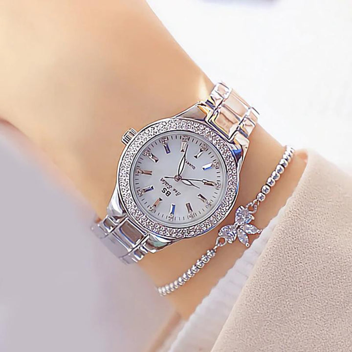 Watch - Sparkling Rhinestones With Stainless Steel Quartz Watch