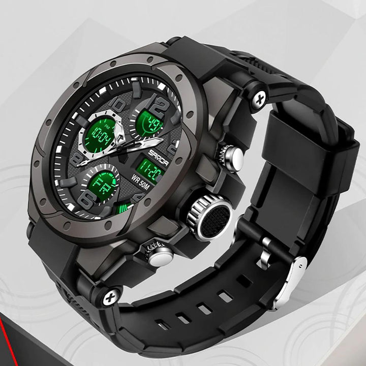 Watch - Sporty Digital Dual Time Display Luminous Quartz Watch