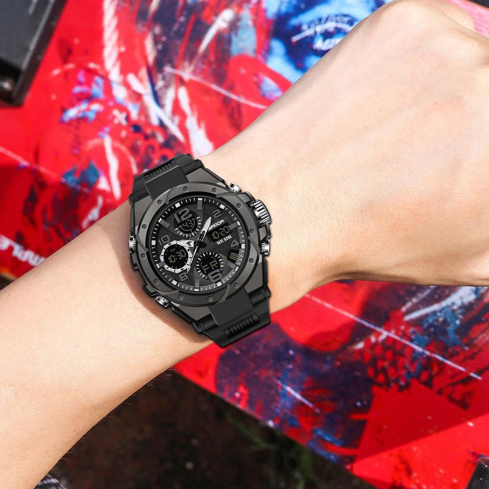 Watch - Sporty Digital Dual Time Display Luminous Quartz Watch