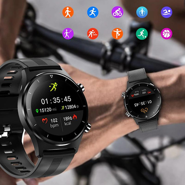 Watch - Sporty Full Touch Round Screen Waterproof Fitness Track Smartwatch