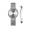 Watch - Stainless Steel Mesh Band Quartz Wristwatch And Bangle Set