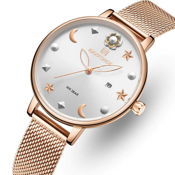 Watch - Stars And Floral Designed Quartz Wristwatch