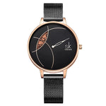 Watch - Striking Dial With Stainless Steel Mesh Band Quartz Watch
