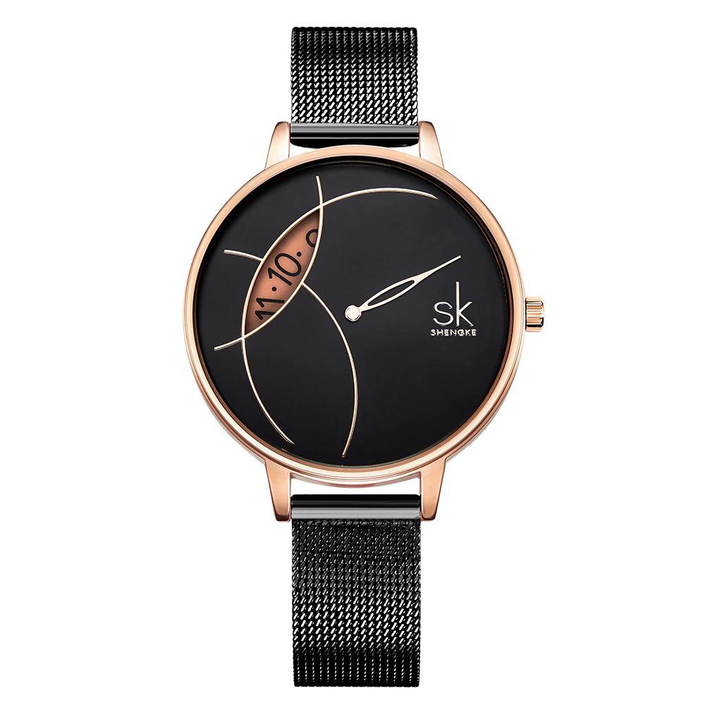 Watch - Striking Dial With Stainless Steel Mesh Band Quartz Watch