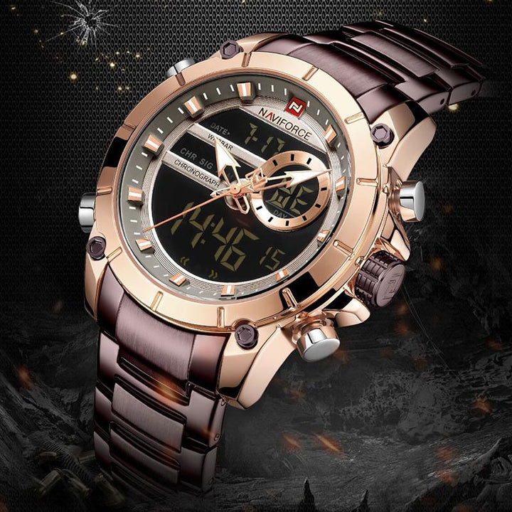 Watch - Striking Digital Dual Time Display Chronograph Watch