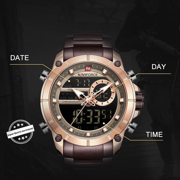 Watch - Striking Digital Dual Time Display Chronograph Watch