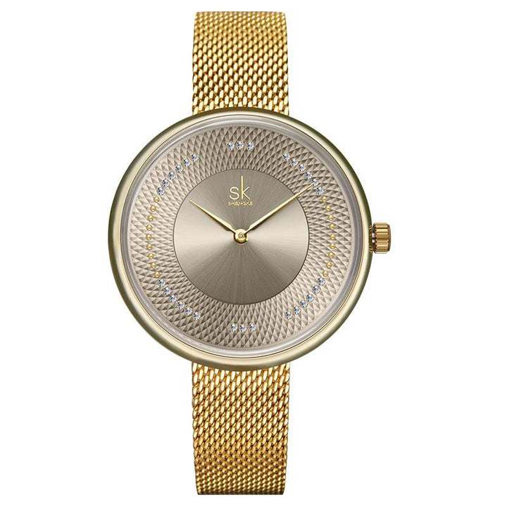 Watch - Stylish Dial Design With Steel Mesh Strap Quartz Watch