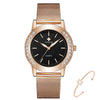 Watch - Stylish Rhinestone With Rose Gold Steel Mesh Quartz Watch
