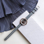 Watch - Sun Pattern Dial In Slim Leather Strap Quartz Watch